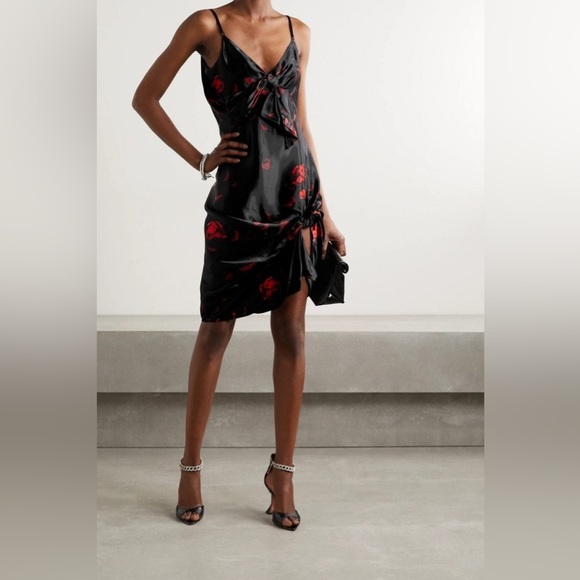 Alexander Wang knotted floral-print satin mini dress - Picture 1 of 3